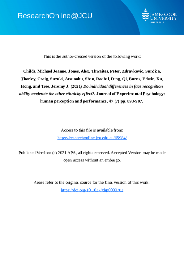 (PDF) Do individual differences in face recognition ability moderate ...