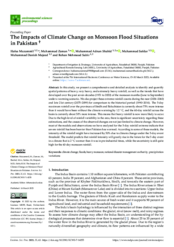 (PDF) The Impacts of Climate Change on Monsoon Flood Situations in Pakistan