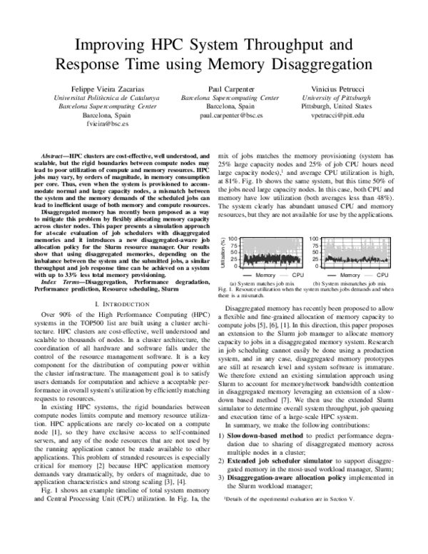 (PDF) Improving HPC System Throughput and Response Time using Memory ...