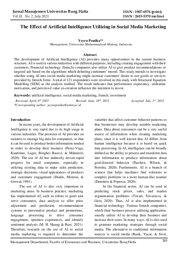 (PDF) The Effect of Artificial Intelligence Utilizing in Social Media ...