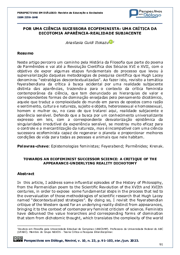 (PDF) Por uma ciência sucessora ecofeminista: uma crítica da dicotomia ...