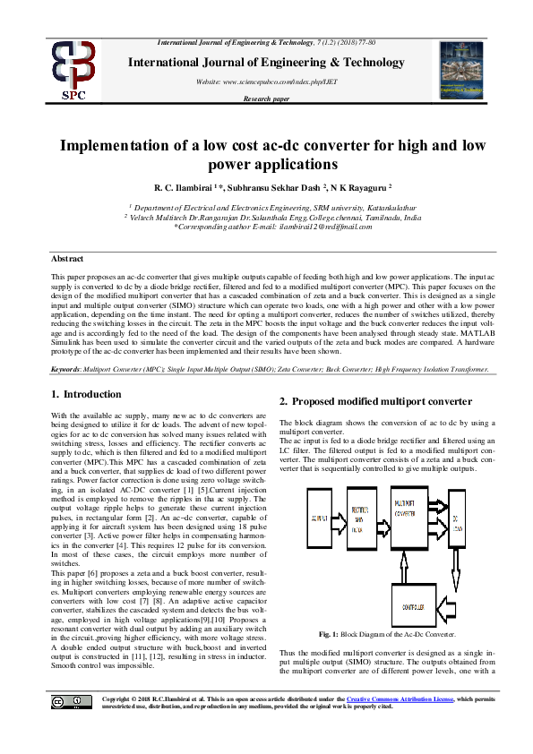 (PDF) Implementation of a low cost ac-dc converter for high and low ...