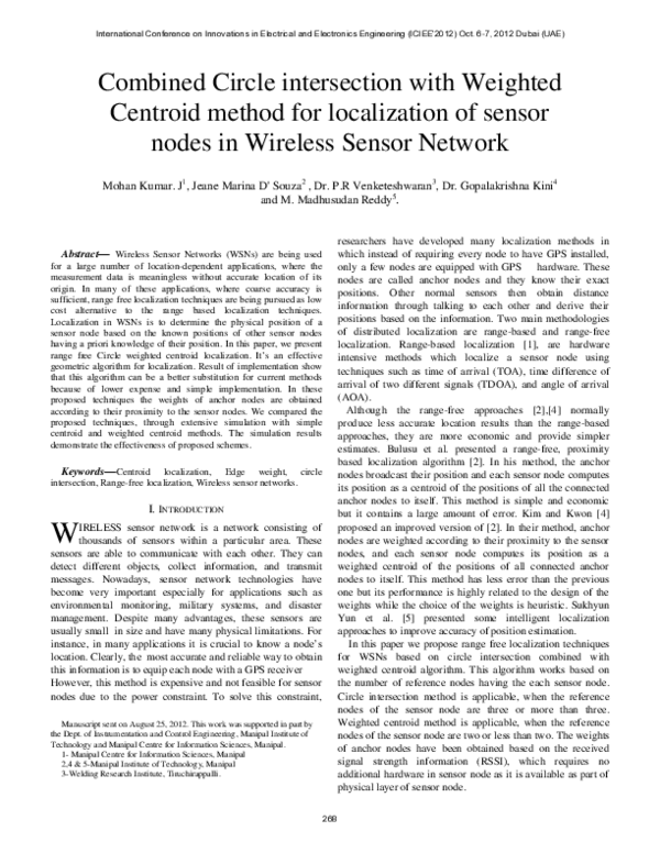 (PDF) Combined Circle intersection with Weighted Centroid method for ...
