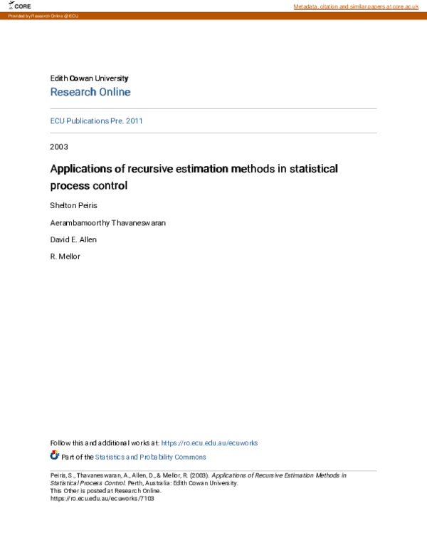 (PDF) Applications of Recursive Estimation Methods in Statistical ...