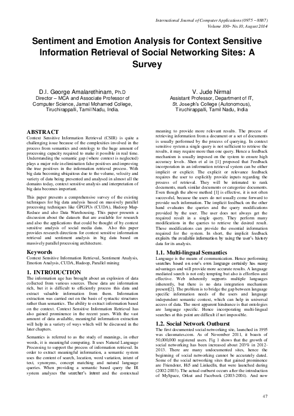 (PDF) Sentiment and Emotion Analysis for Context Sensitive Information ...