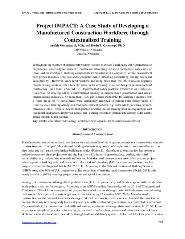 (PDF) Project IMPACT: A Case Study of Developing a Manufactured ...