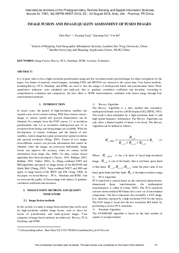 (PDF) Image Fusion and Image Quality Assessment of Fused Images