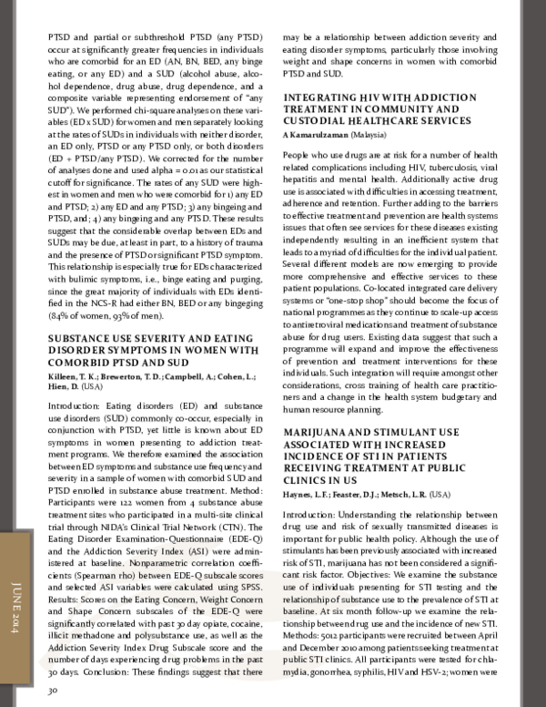 (PDF) Substance Use Severity and Eating Disorder Symptoms in Women with ...