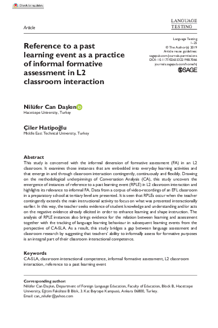 (PDF) Reference to a past learning event as a practice of informal ...