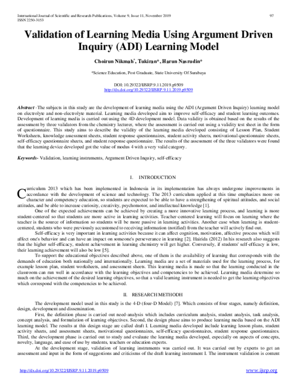 (PDF) Validation of Learning Media Using Argument Driven Inquiry (ADI ...