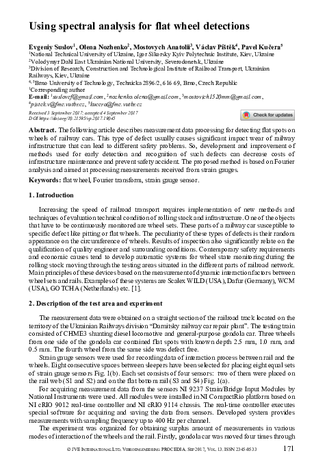 (PDF) Using spectral analysis for flat wheel detections