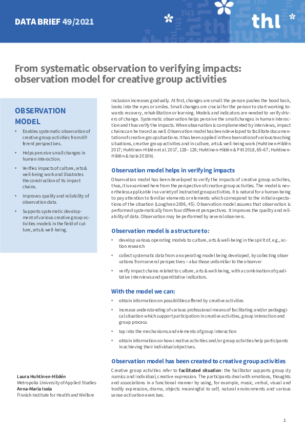 (PDF) From systematic observation to verifying impacts : observation ...