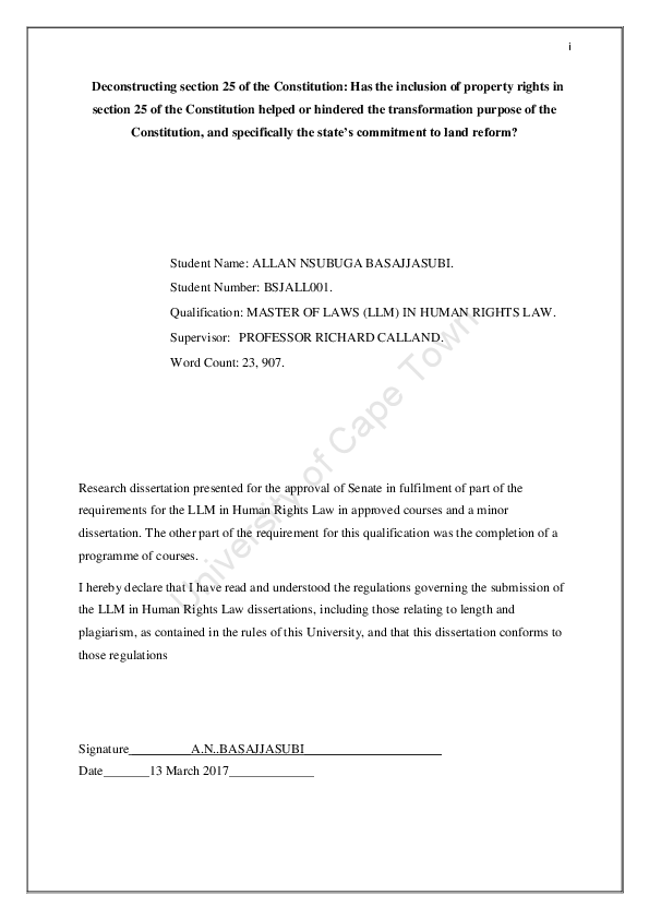 (PDF) Deconstructing section 25 of the Constitution: has the inclusion ...