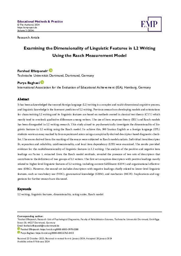 (PDF) Examining the Dimensionality of Linguistic Features in L2 Writing ...