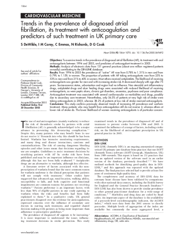 (PDF) Trends in the prevalence of diagnosed atrial fibrillation, its ...