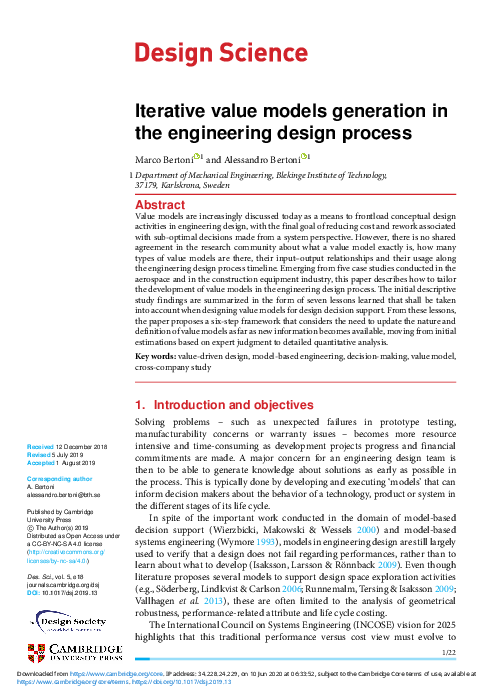 (PDF) Iterative value models generation in the engineering design process