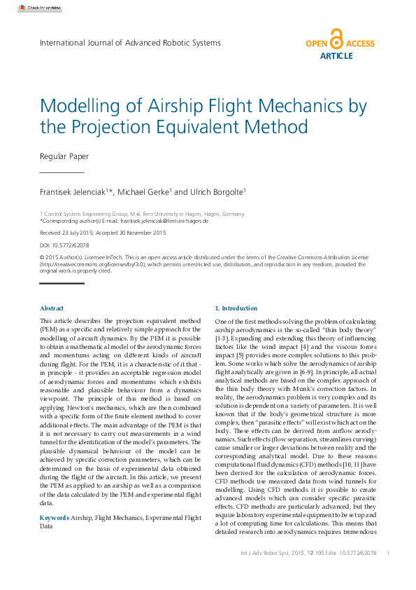 (PDF) Modelling of Airship Flight Mechanics by the Projection ...