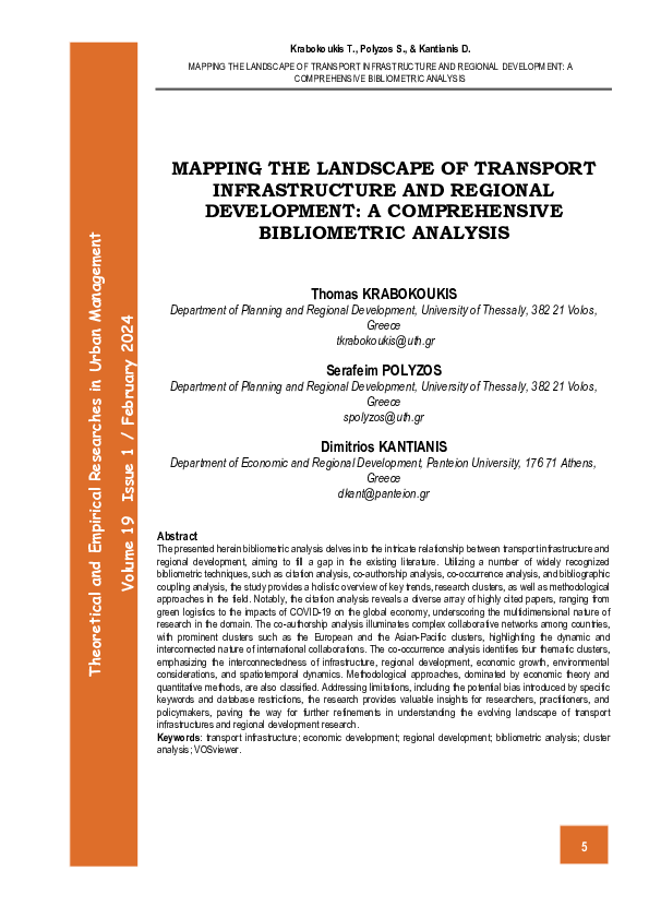 (PDF) MAPPING THE LANDSCAPE OF TRANSPORT INFRASTRUCTURE AND REGIONAL ...