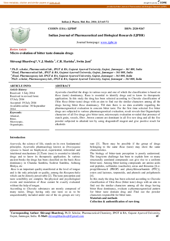 (PDF) Micro evolution of bitter taste domain drugs