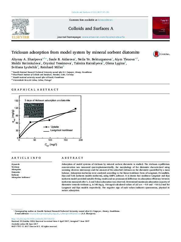 (PDF) Triclosan adsorption from model system by mineral sorbent ...