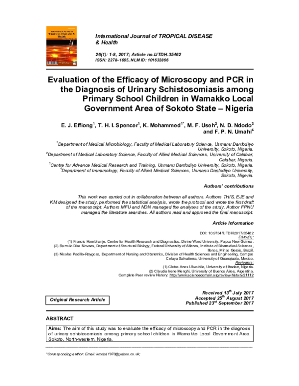 (PDF) Evaluation of the Efficacy of Microscopy and PCR in the Diagnosis ...