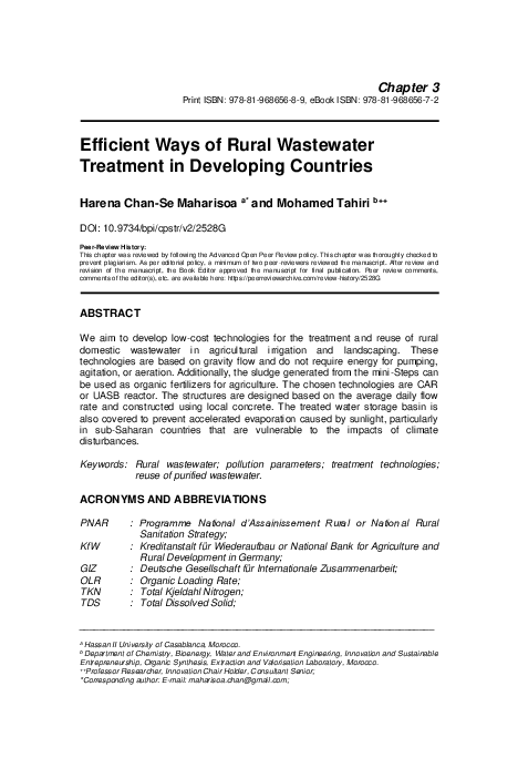 (PDF) Efficient Ways of Rural Wastewater Treatment in Developing Countries