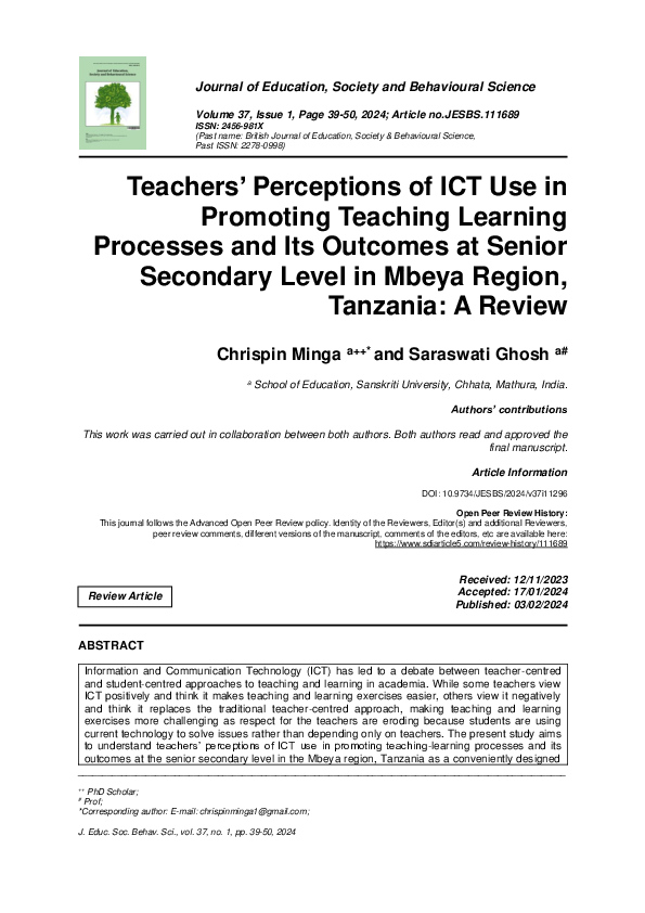 (PDF) Teachers' Perceptions of ICT Use in Promoting Teaching Learning ...