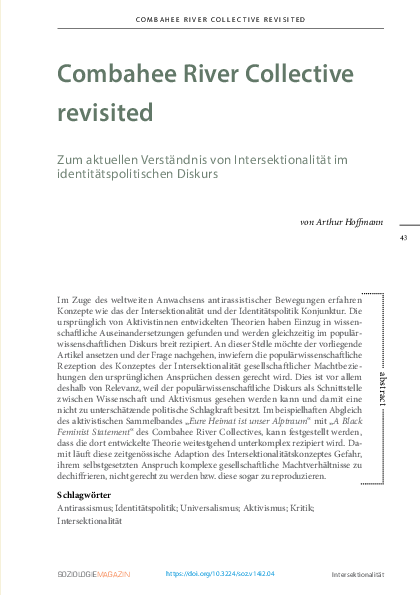 (PDF) Combahee River Collective revisited. Zum aktuellen Verständnis ...