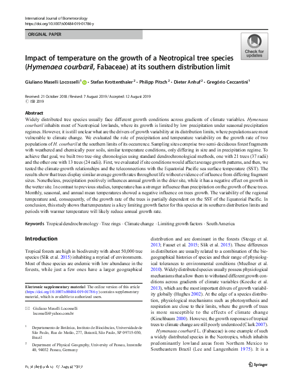 (PDF) Impact of temperature on the growth of a Neotropical tree species ...