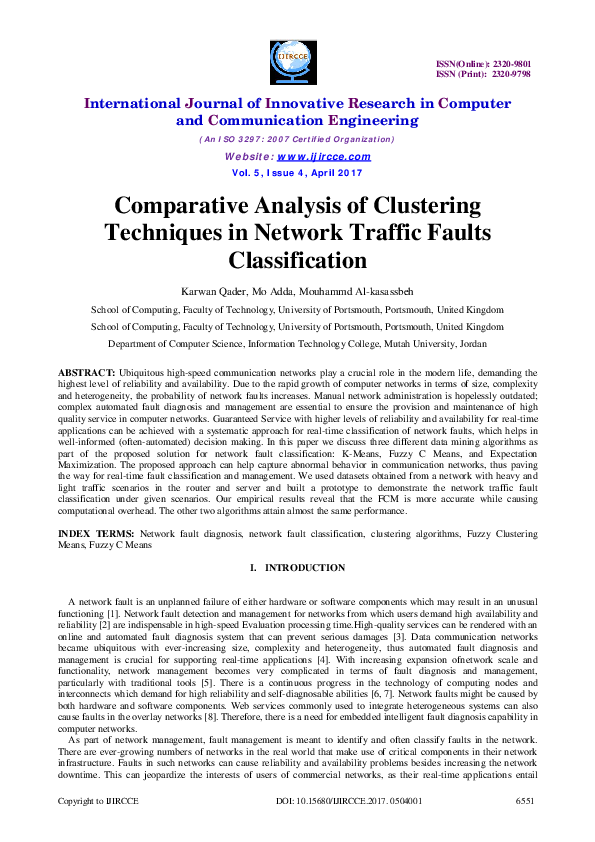 (PDF) Comparative Analysis of Clustering Techniques in Network Traffic ...