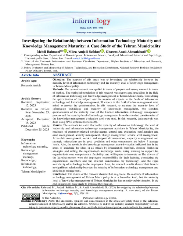 (PDF) Investigating the Relationship between Information Technology ...