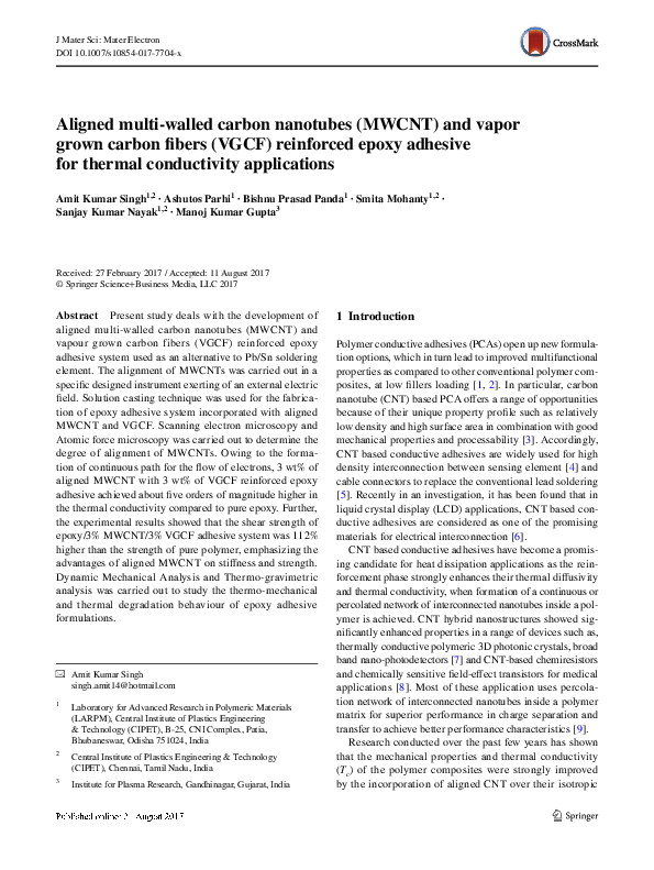 (PDF) Aligned multi-walled carbon nanotubes (MWCNT) and vapor grown ...