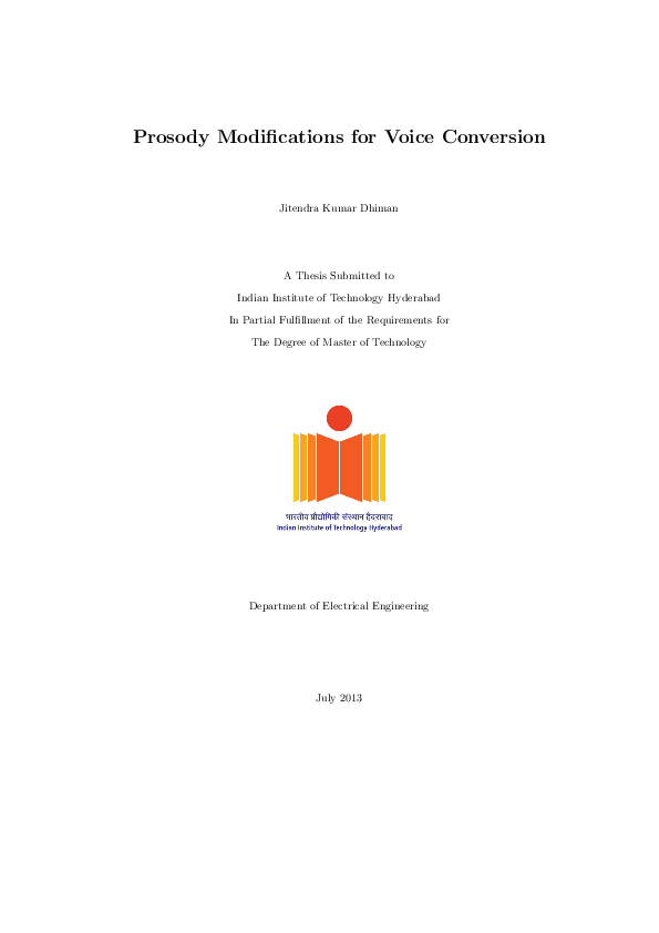 (PDF) Prosody Modifications for Voice Conversion