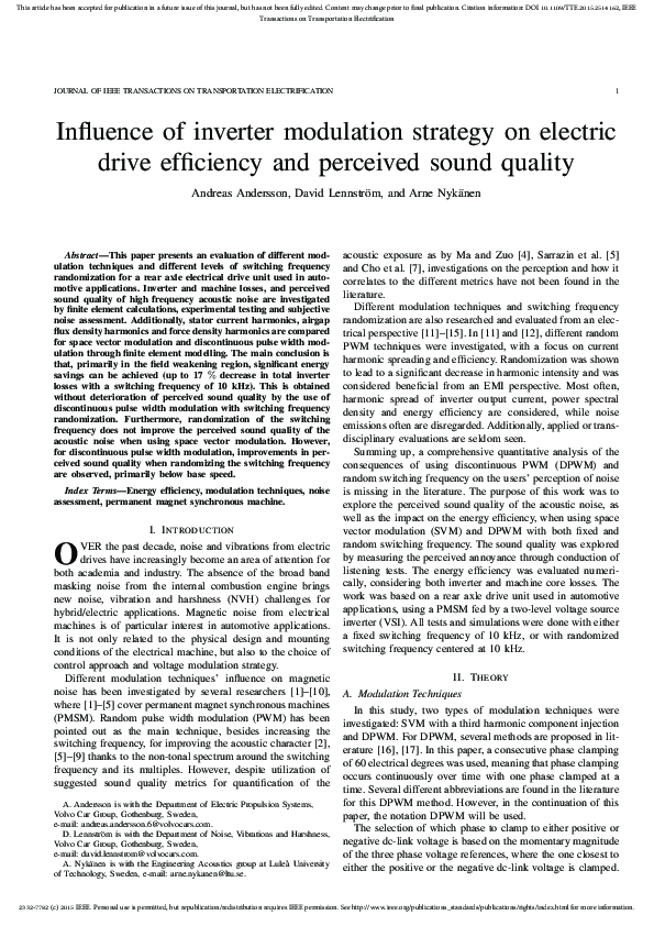 (PDF) Influence of Inverter Modulation Strategy on Electric Drive ...