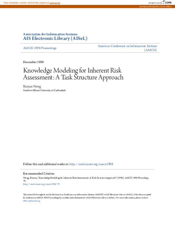 (PDF) Knowledge Modeling for Inherent Risk Assessment: A Task Structure ...