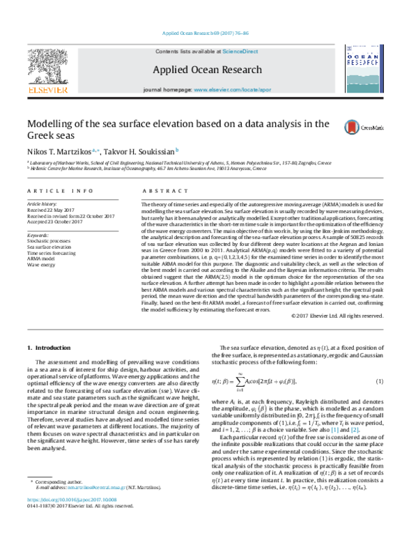 (PDF) Modelling of the sea surface elevation based on a data analysis ...