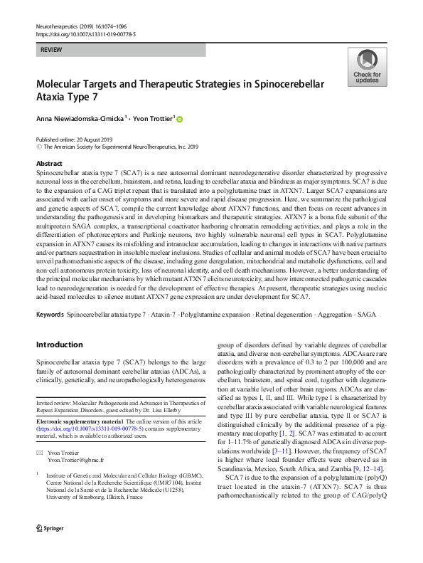 (PDF) Molecular Targets and Therapeutic Strategies in Huntingtons Disease