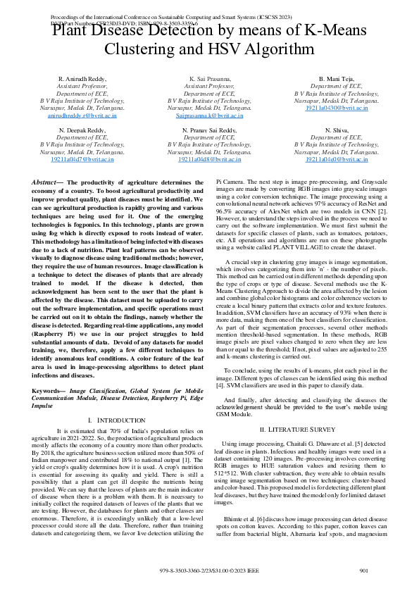 (PDF) Plant Disease Detection by means of K-Means Clustering and HSV ...