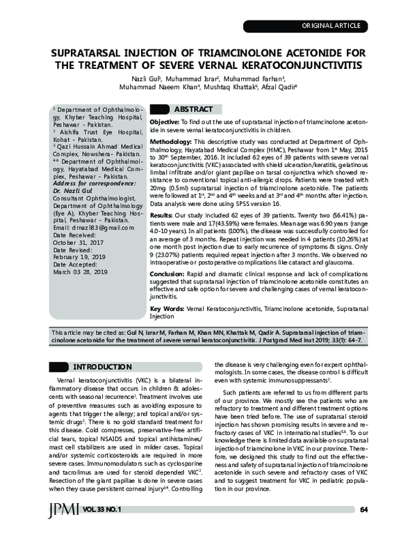 (PDF) Supratarsal Injection of Triamcinolone Acetonide for the ...
