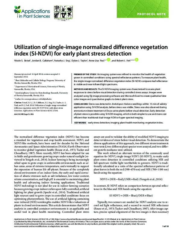 (PDF) Utilization of single‐image normalized difference vegetation ...