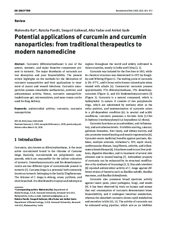(PDF) Potential applications of curcumin and curcumin nanoparticles ...