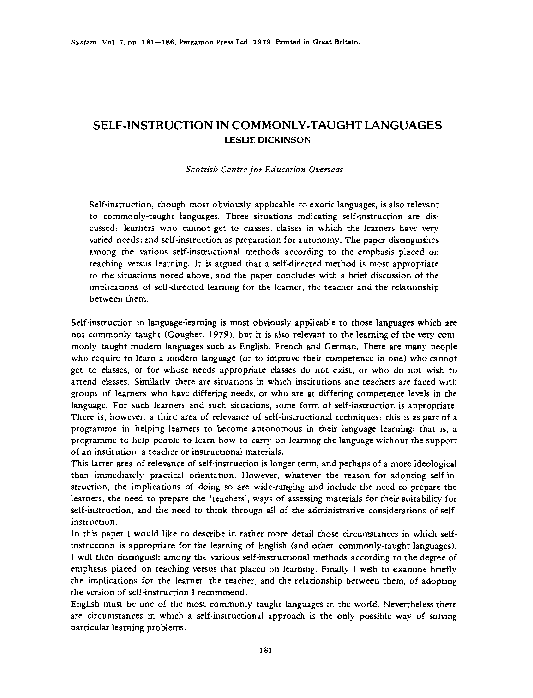 (PDF) Self-instruction in commonly-taught languages
