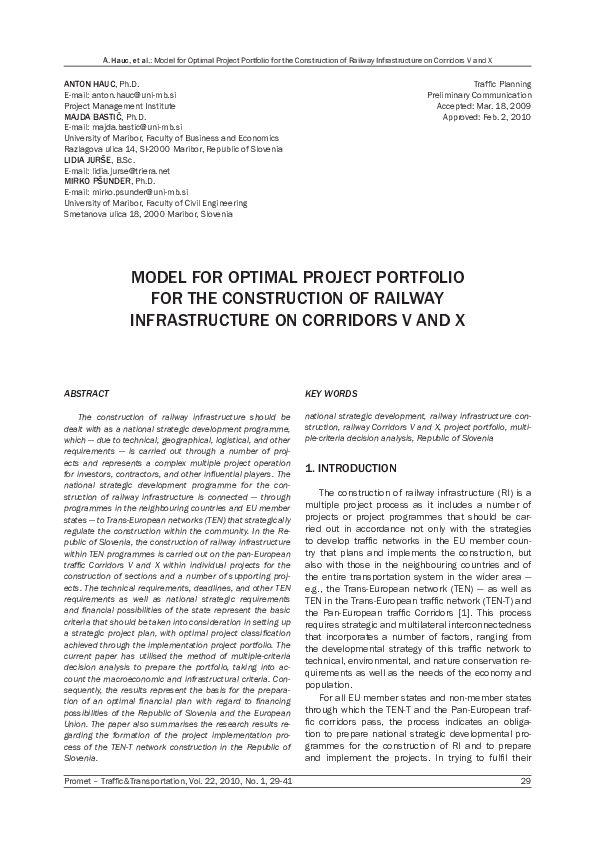 (PDF) Model for Optimal Project Portfolio for the Construction of ...