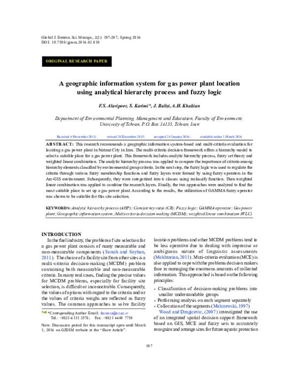 (PDF) A geographic information system for gas power plant location ...