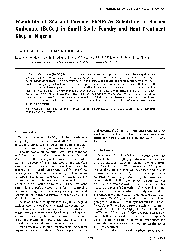 (PDF) Feasibility of Sea and Coconut Shells as Substitute to Barium ...