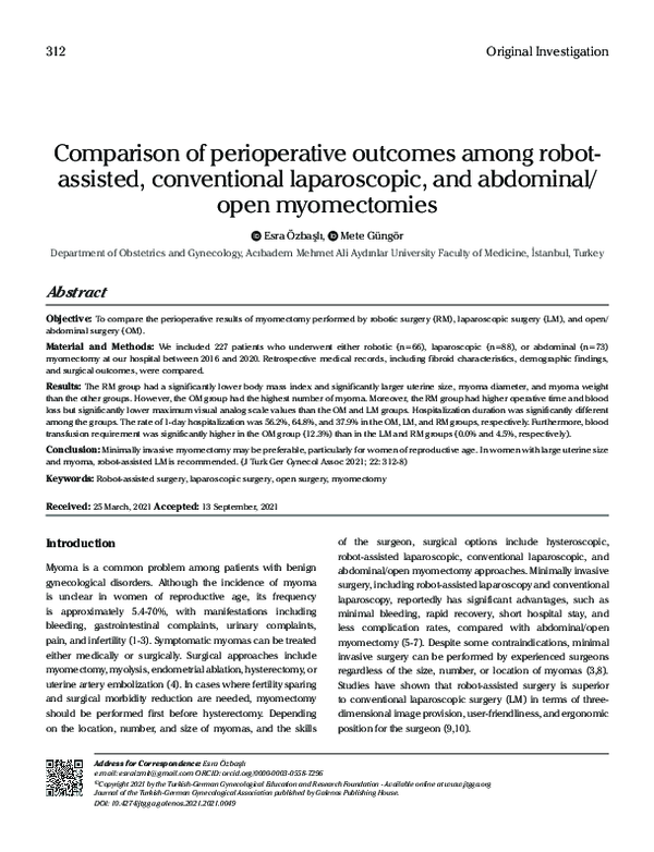 (PDF) Comparison of perioperative outcomes among robot-assisted ...