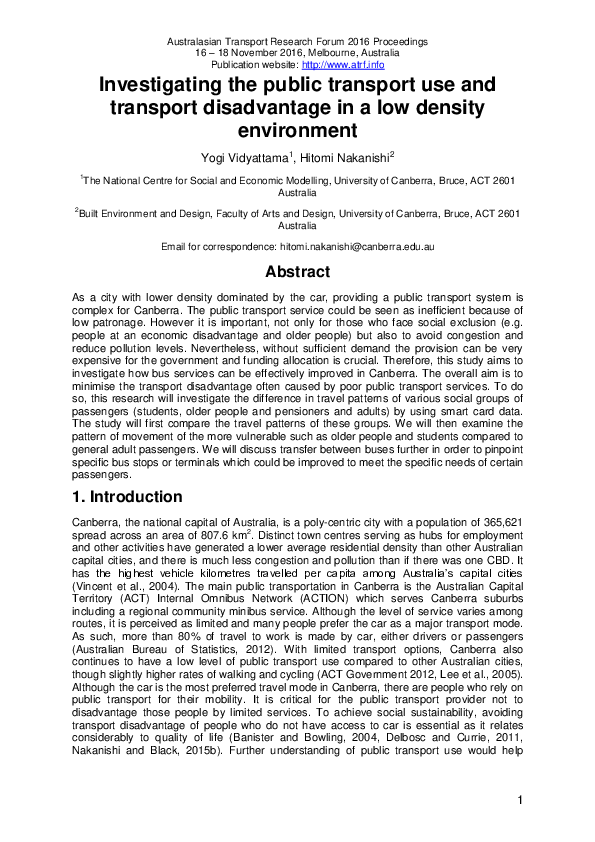 (PDF) Investigating the public transport use and transport disadvantage ...