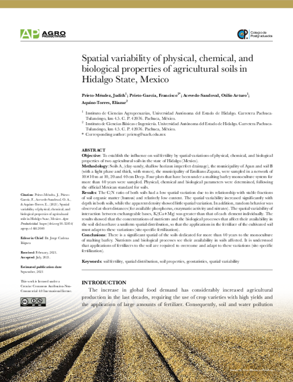 (PDF) Spatial variability of physical, chemical and biological ...