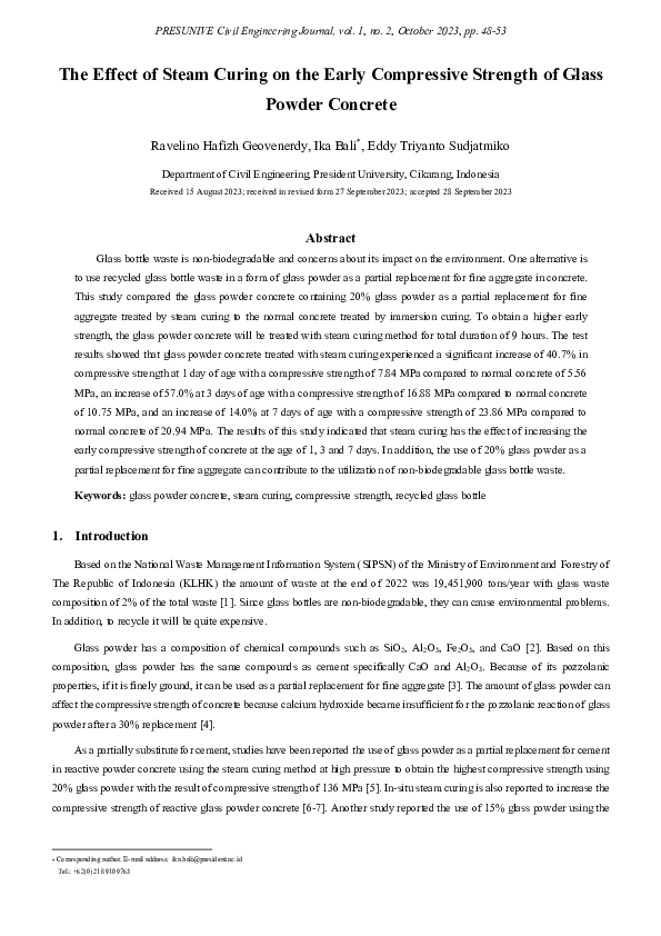 (PDF) The Effect of Steam Curing on the Early Compressive Strength of ...