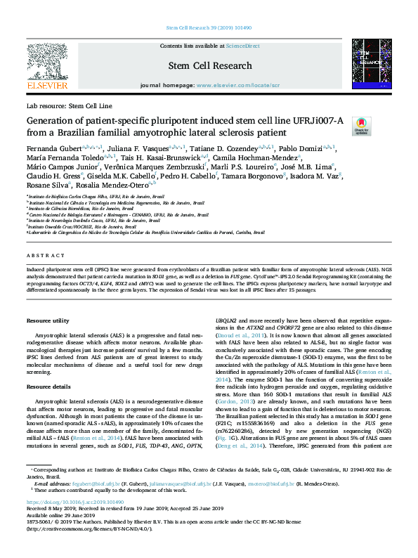 (PDF) Generation of patient-specific pluripotent induced stem cell line ...